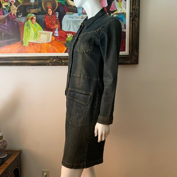 Denim Women's Vintage Jacket Button Closure Jean Long Sleeve Coat - Picture 5 of 10